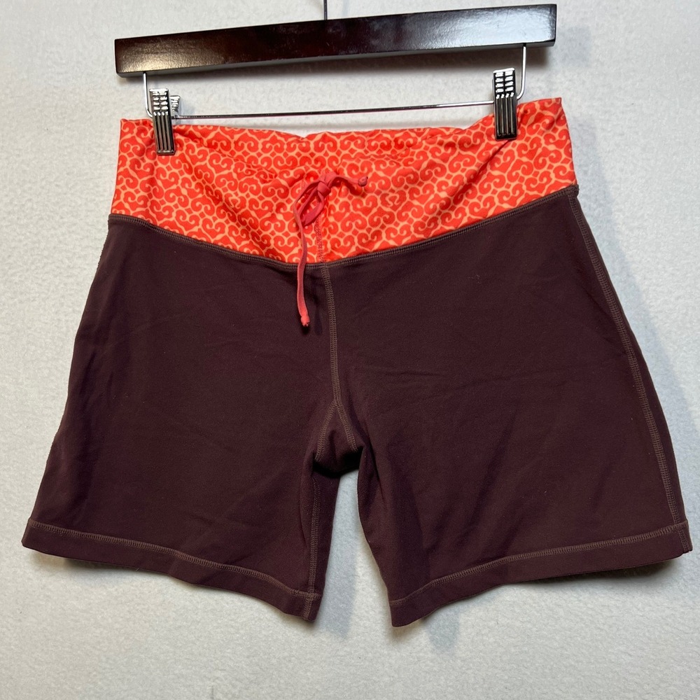 Lululemon Athletica Plum Purple Orange Patterned Bike Shorts Size 6 Tall